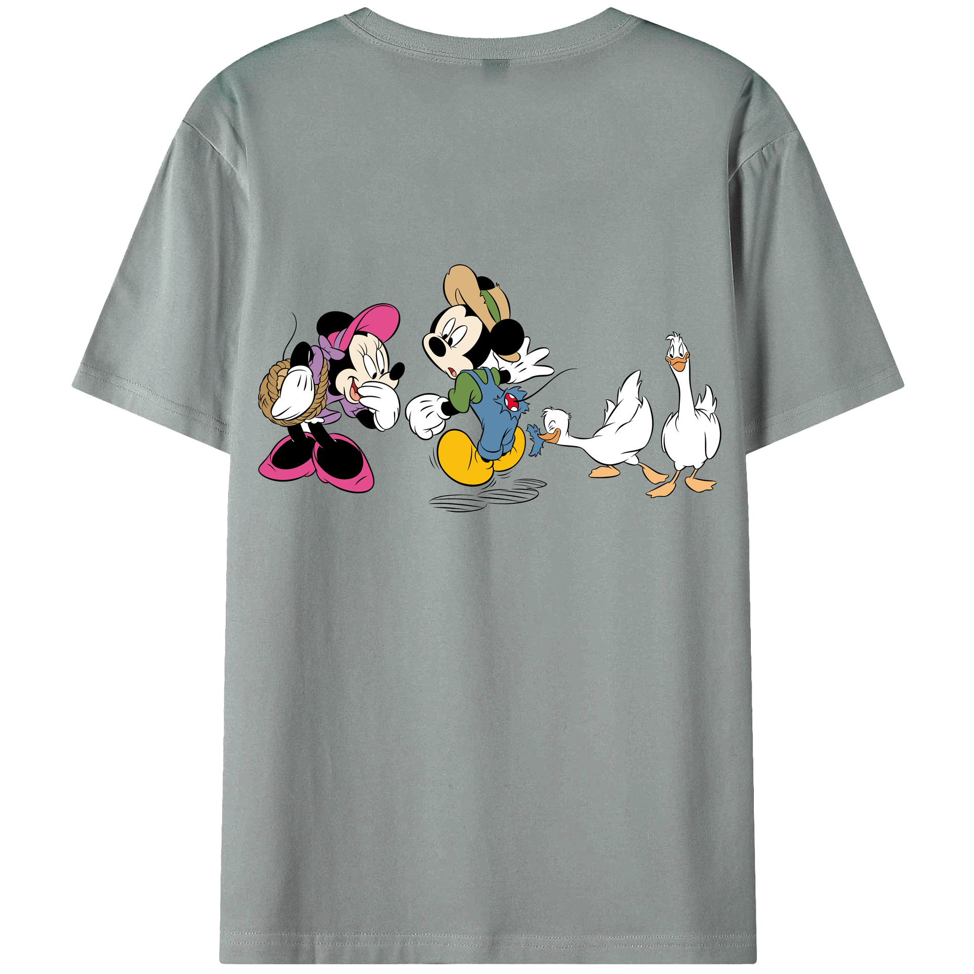 ミッキーマウス Mickey Mouse 綿100％ メンズ半袖Tシャツ（バックプリント） 通気性